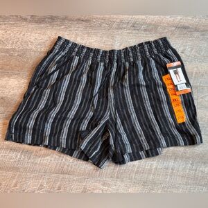 Briggs High Waist Linen‎ Striped Black and Gray Women's Shorts With Tags